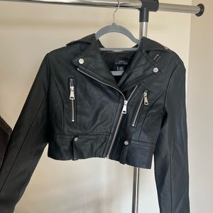 Urban Outfitters Cropped Zip-Up Leather Jacket